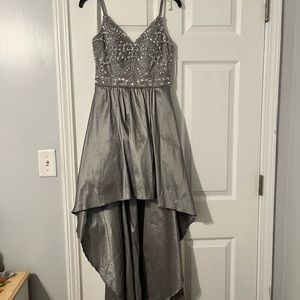 B Darlin formal High low dress with beaded top Silver